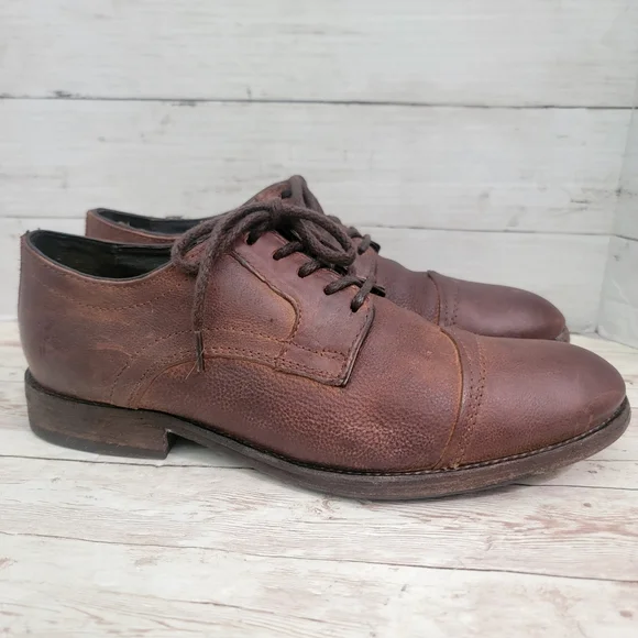 Frye Jones Burnished Brown Leather Lace-Up Derby Oxfords Shoes Mens Size 11 Amazon.com | Brown Dress Shoe Laces Mens Dress Oxford Shoes  main image 4